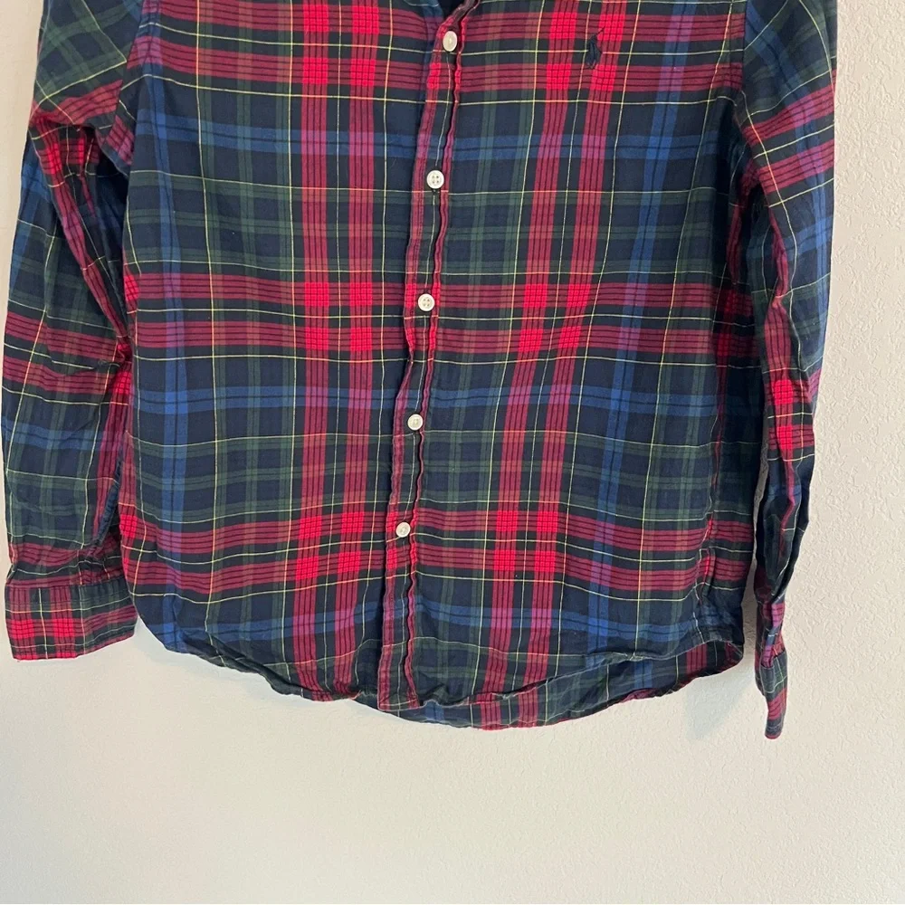 Ralph Lauren Boys Plaid Christmas Button Down Size L